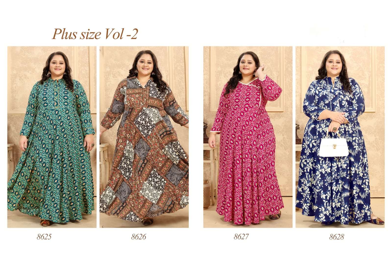 PLUS SIZE VOL 2 PREMIUM RAYON EXPORT QUALITY LONG  KURTI BY S3FOREVER BRAND INDEX
